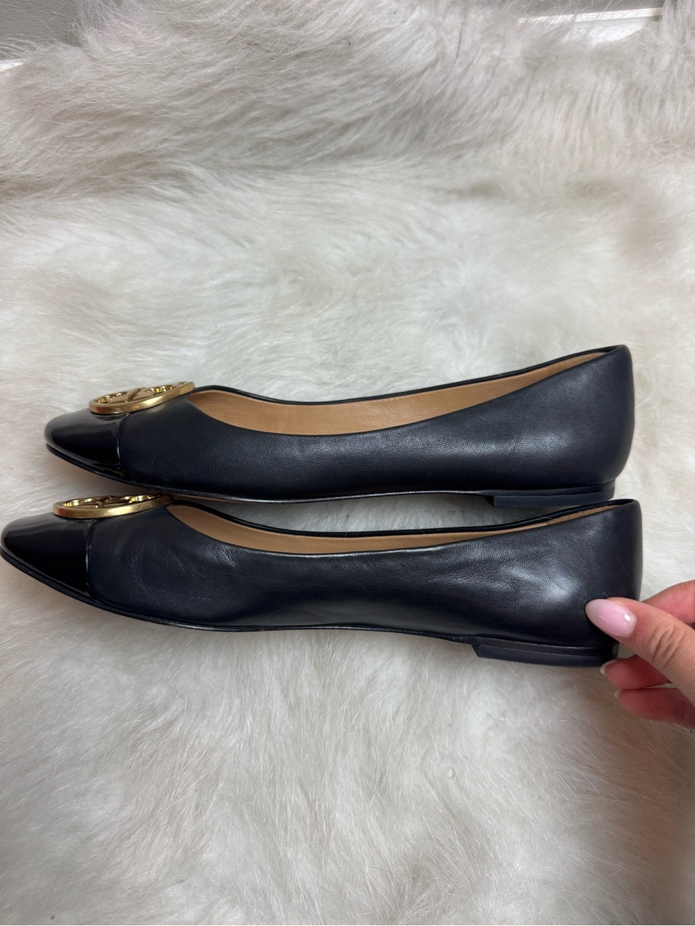 Tory Burch Chelsea Cap Toe Leather Ballet Flats 6 - Picture 9 of 12